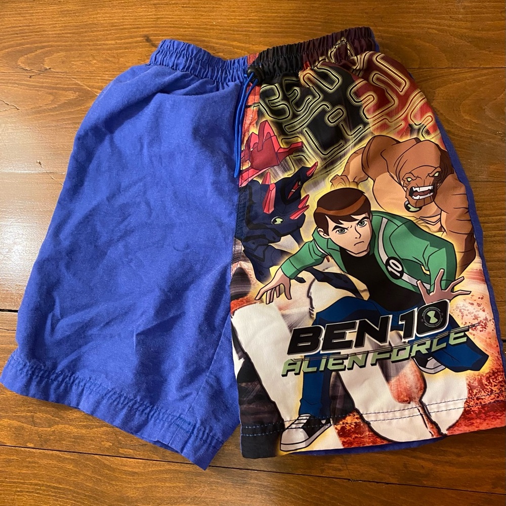 Ben10 Alien Force Boys Sz8 Blue Character Swim Trunks Y2K HTF Cartoon Network